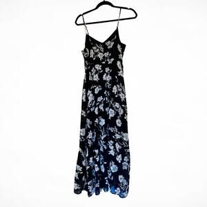 J.Crew Mercantile Black Floral Maxi Dress Spaghetti Straps | Size 0